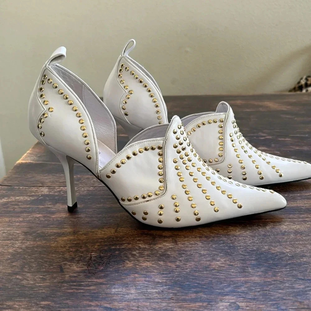 JEFFREY CAMPBELL SPANGLED Pointed Toe Stud Details Heels Pumps Size 9